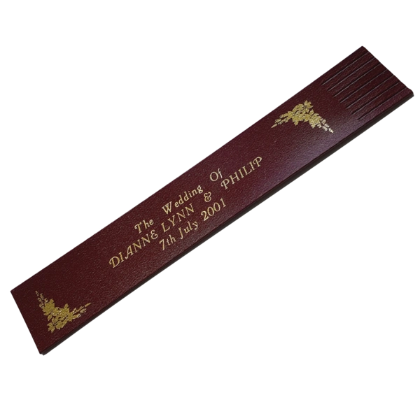 Metallic Gold print on Burgundy Bookmark